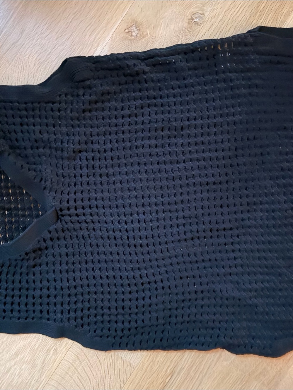 Lands' End Black Open-Weave Sleeveless Tank